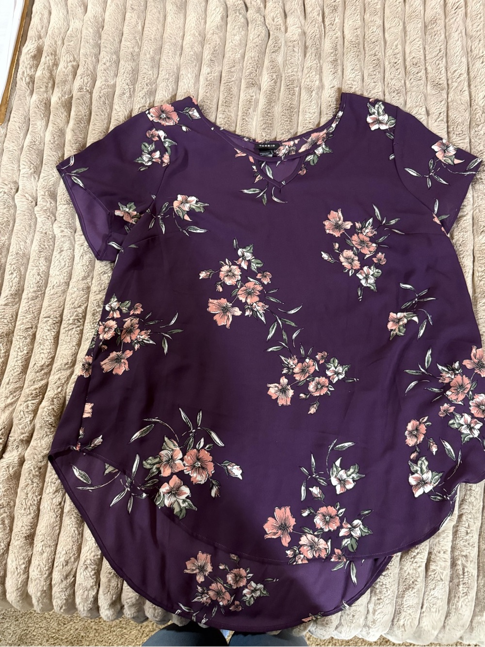 torrid Purple Floral Short-Sleeve Tunic